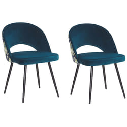 Set of 2 Dining Chairs VIVIAN Velvet Sea Blue