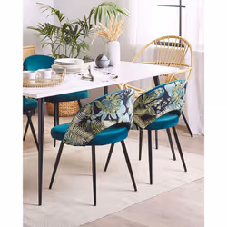Set of 2 Dining Chairs VIVIAN Velvet Sea Blue - Additional view 4