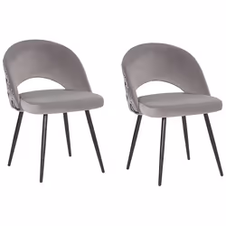 Set of 2 Dining Chairs VIVIAN Velvet Grey