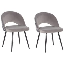 Set of 2 Dining Chairs VIVIAN Velvet Grey