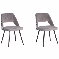Set of 2 Dining Chairs ANSLEY Velvet Grey