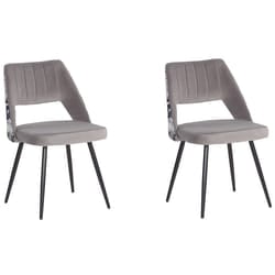 Set of 2 Dining Chairs ANSLEY Velvet Grey