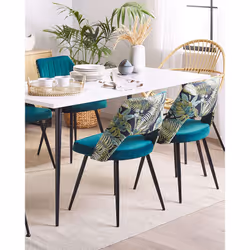 Set of 2 Dining Chairs ANSLEY Velvet Sea Blue