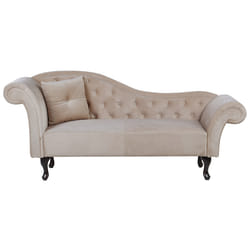 Left Hand Chaise Lounge LATTES Velvet Beige