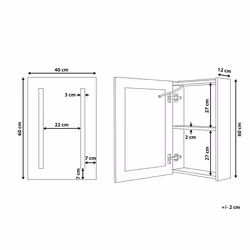 Bathroom Wall Mounted Mirror Cabinet LED CAMERON 40 cm 60 cm White