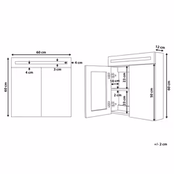 Bathroom Wall Mounted Mirror Cabinet LED JARAMILLO 60 cm 60 cm White