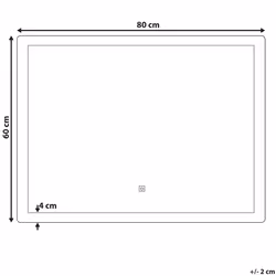 LED Bathroom Mirror CORROY 80 cm 60 cm Silver