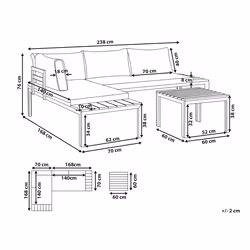 Garden Corner Sofa with Table 4 Seater PIENZA Right Hand Modular Grey