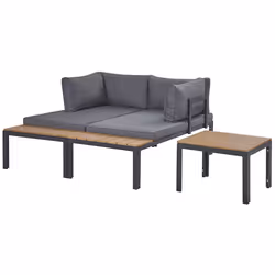 Garden Corner Sofa with Table 4 Seater PIENZA Right Hand Modular Grey - Additional view 4