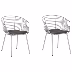 Set of 2 Dining Chairs HOBACK Metal Silver