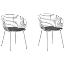 Set of 2 Dining Chairs HOBACK Metal Silver