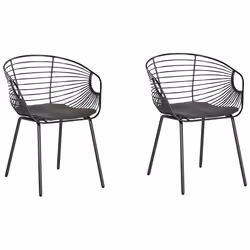 Set of 2 Dining Chairs HOBACK Metal Black