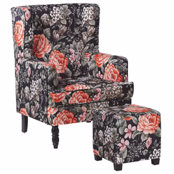 Armchair SANDSET with Footstool Fabric Multicolour