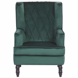 Armchair SANDSET with Footstool Velvet Dark Green