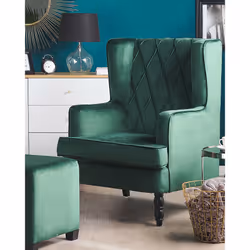 Armchair SANDSET with Footstool Velvet Dark Green