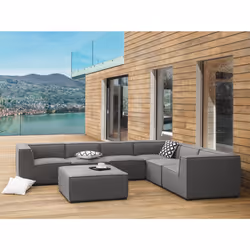 Garden Corner Sofa with Ottoman 7 Seater AREZZO Left Hand Modular Grey