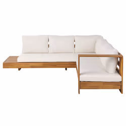 Garden Corner Sofa 5 Seater MARETTIMO Left Hand Certified Acacia Wood Brown