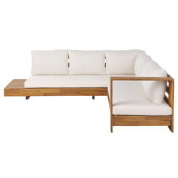 Garden Corner Sofa 5 Seater MARETTIMO Left Hand Certified Acacia Wood Brown