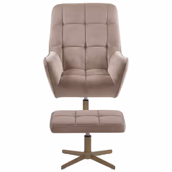 Swivel Armchair MOLLE with Footstool Velvet Beige