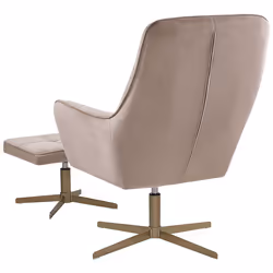 Swivel Armchair MOLLE with Footstool Velvet Beige