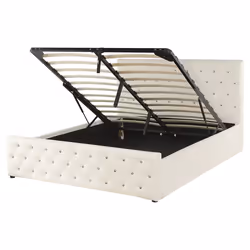 Ottoman Bed Velvet AMIENS 160 x 200 cm (EU King Size) Light Beige