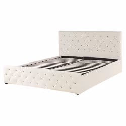 Ottoman Bed Velvet AMIENS 160 x 200 cm (EU King Size) Light Beige