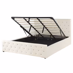 Ottoman Bed Velvet AMIENS 180 x 200 cm (EU Super King) Light Beige