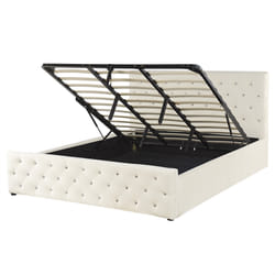 Ottoman Bed Velvet AMIENS 180 x 200 cm (EU Super King) Light Beige