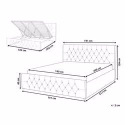 Ottoman Bed Velvet AMIENS 180 x 200 cm (EU Super King) Light Beige