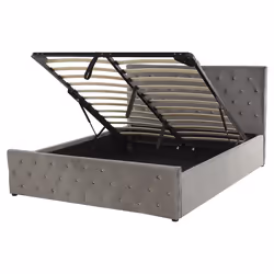 Ottoman Bed Velvet AMIENS 160 x 200 cm (EU King Size) Grey