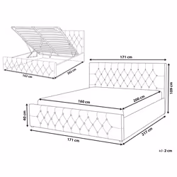 Ottoman Bed Velvet AMIENS 160 x 200 cm (EU King Size) Grey