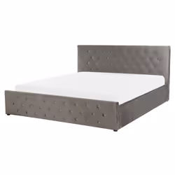 Ottoman Bed Velvet AMIENS 160 x 200 cm (EU King Size) Grey