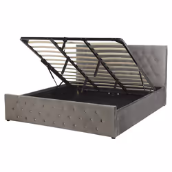 Ottoman Bed Velvet AMIENS 180 x 200 cm (EU Super King) Grey