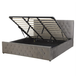 Ottoman Bed Velvet AMIENS 180 x 200 cm (EU Super King) Grey