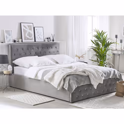Ottoman Bed Velvet AMIENS 180 x 200 cm (EU Super King) Grey