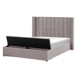 Bed with Storage Bench Velvet NOYERS 140 x 200 cm (EU Double) Grey