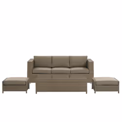 Garden Lounge Set with Table 5 Seater BELLUNO PE Rattan Brown