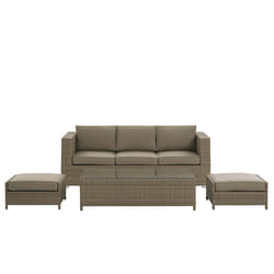 Garden Lounge Set with Table 5 Seater BELLUNO PE Rattan Brown