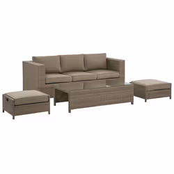 Garden Lounge Set with Table 5 Seater BELLUNO PE Rattan Brown