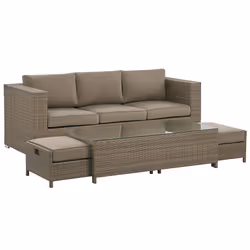 Garden Lounge Set with Table 5 Seater BELLUNO PE Rattan Brown - Additional view 4