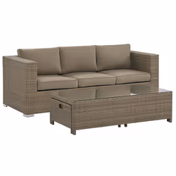 Garden Lounge Set with Table 5 Seater BELLUNO PE Rattan Brown - Additional view 5
