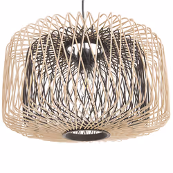 Bamboo Pendant Lamp Light Wood Black JAVARI