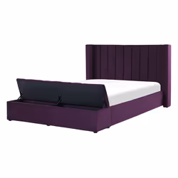 Bed with Storage Bench Velvet NOYERS 140 x 200 cm (EU Double) Purple