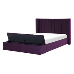 Bed with Storage Bench Velvet NOYERS 140 x 200 cm (EU Double) Purple