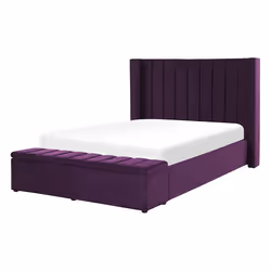 Bed with Storage Bench Velvet NOYERS 140 x 200 cm (EU Double) Purple