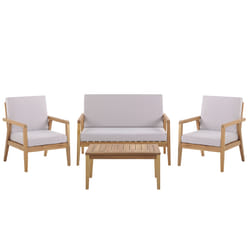 Garden Lounge Set with Table 4 Seater PALLANO Acacia Wood Taupe