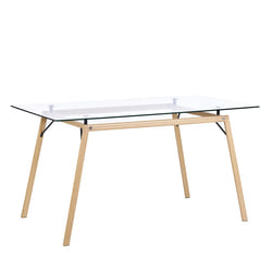 Dining Table KAMINA Light Brown 140 cm 80 cm Tempered Glass