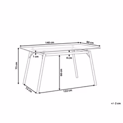 Dining Table KAMINA Light Brown 140 cm 80 cm Tempered Glass