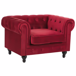 Armchair CHESTERFIELD Velvet Dark Red