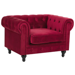 Armchair CHESTERFIELD Velvet Dark Red